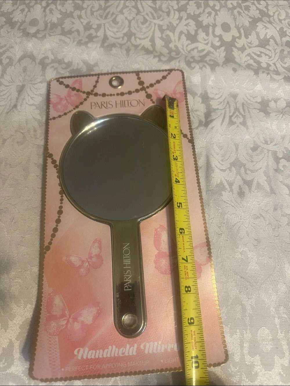 Paris Hilton Pink and Gold Cat-Ear Hand Mirror